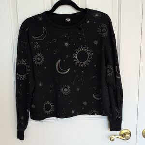 Black Celestial Print Sweatshirt